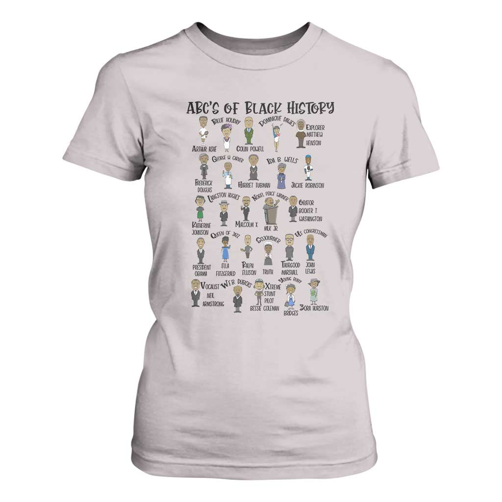 ABCs of Black History Month T Shirt For Women Black Excellence Pride TS02 Ice Gray Print Your Wear
