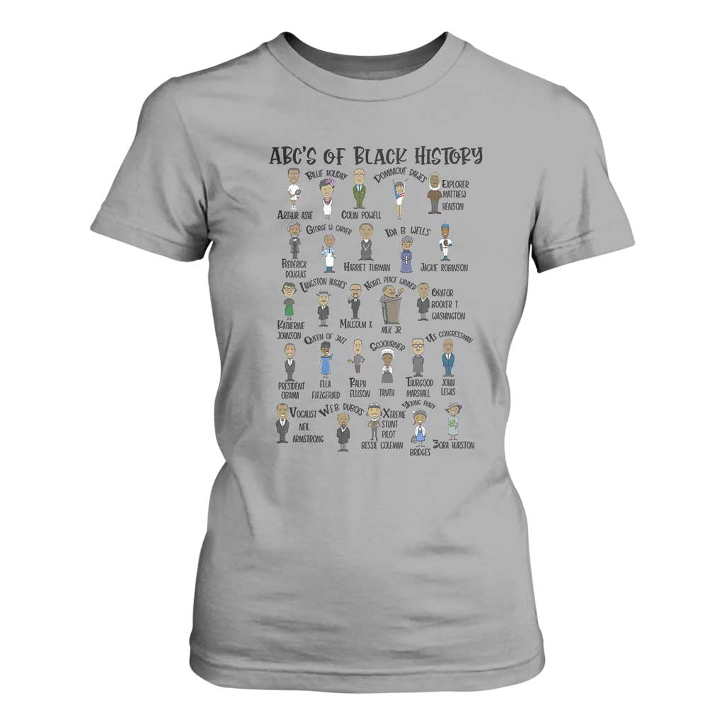 ABCs of Black History Month T Shirt For Women Black Excellence Pride TS02 Sport Gray Print Your Wear