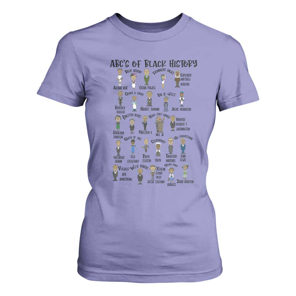 ABCs of Black History Month T Shirt For Women Black Excellence Pride TS02 Violet Print Your Wear