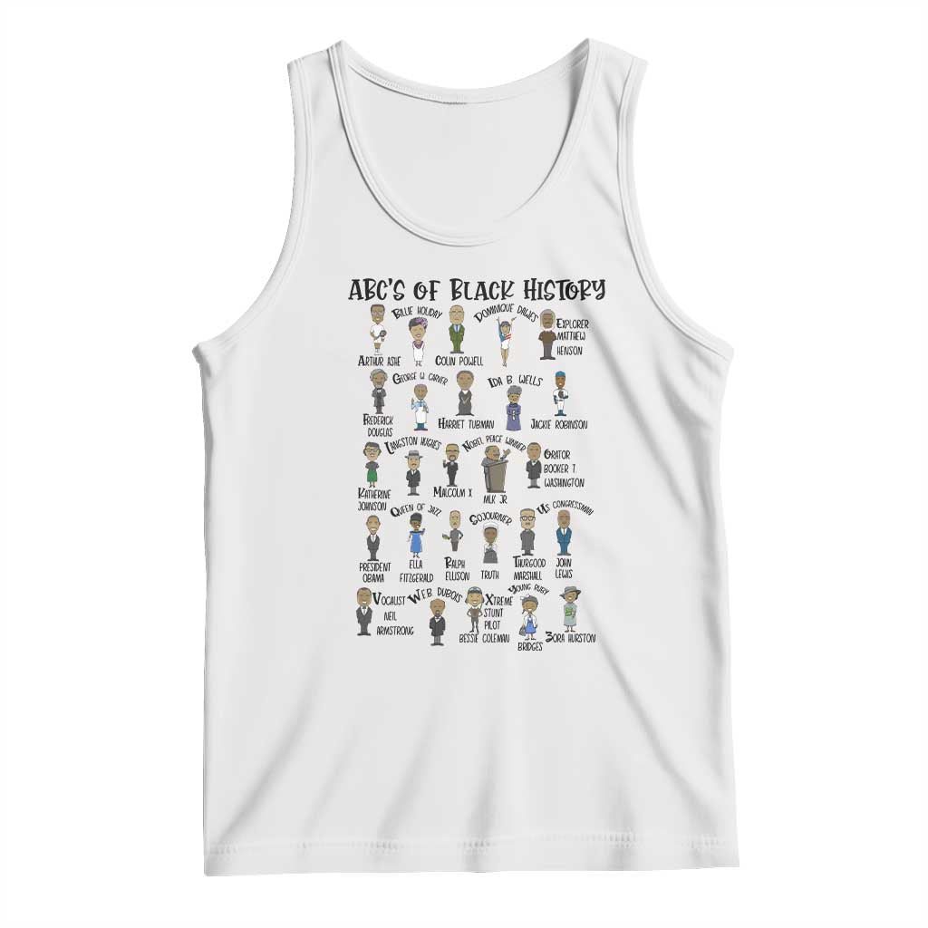 ABCs of Black History Month Tank Top Black Excellence Pride TS02 White Print Your Wear
