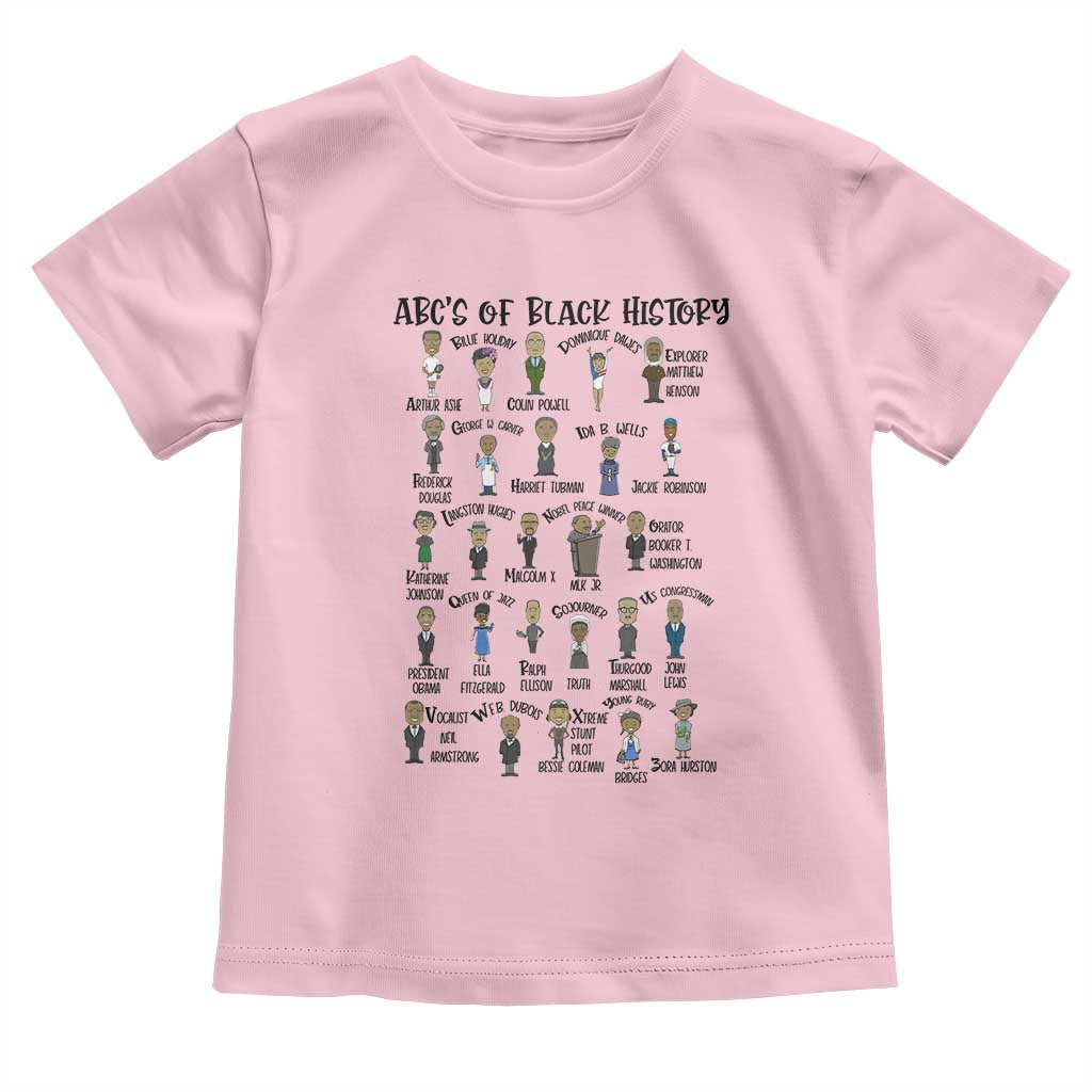 ABCs of Black History Month Toddler T Shirt Black Excellence Pride TS02 Light Pink Print Your Wear