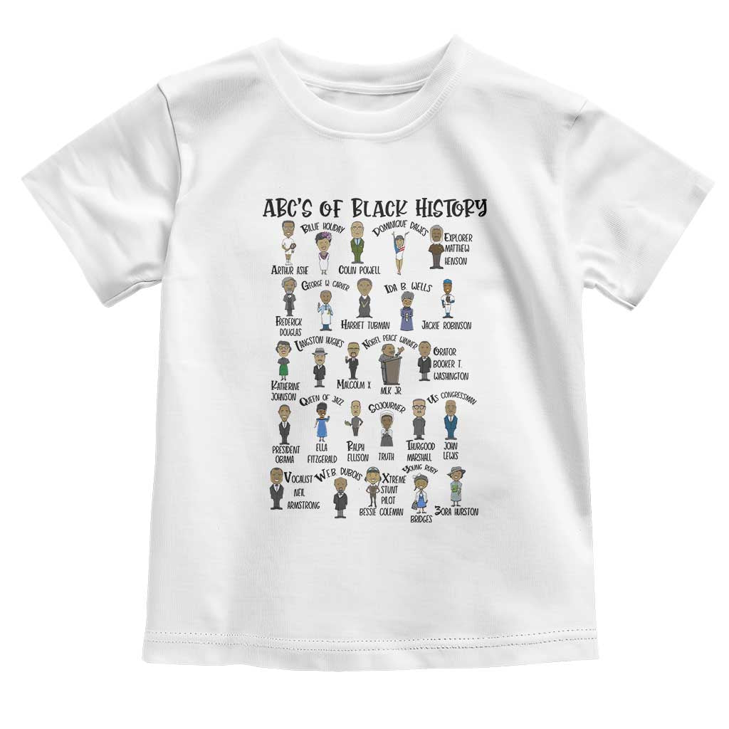 ABCs of Black History Month Toddler T Shirt Black Excellence Pride TS02 White Print Your Wear