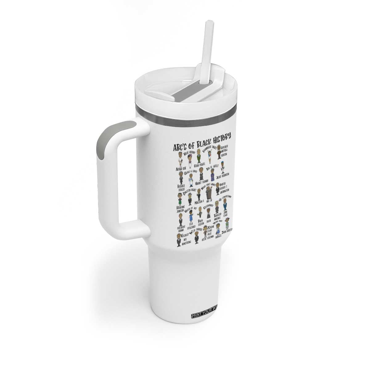 ABCs of Black History Month Tumbler With Handle Black Excellence Pride TS02 Print Your Wear