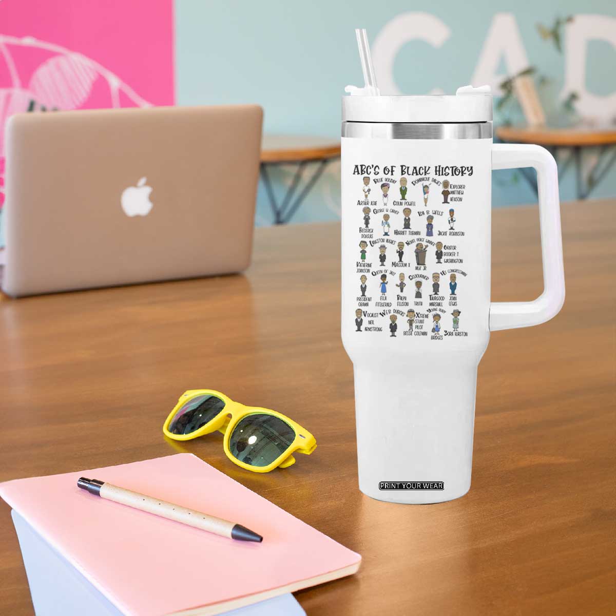 ABCs of Black History Month Tumbler With Handle Black Excellence Pride TS02 Print Your Wear
