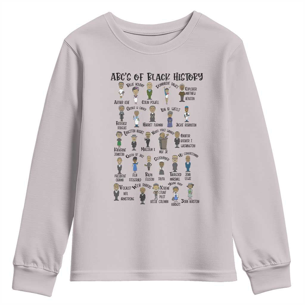 ABCs of Black History Month Youth Sweatshirt Black Excellence Pride TS02 Ice Gray Print Your Wear