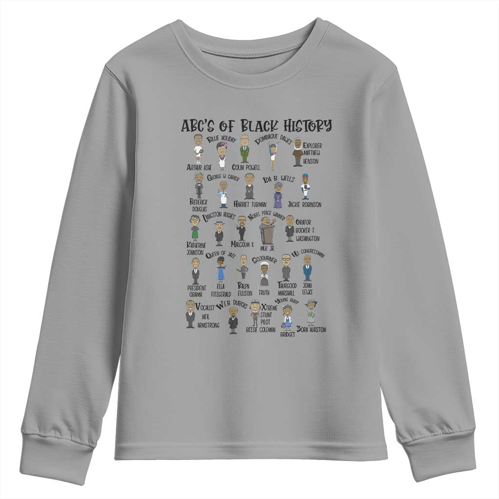 ABCs of Black History Month Youth Sweatshirt Black Excellence Pride TS02 Sport Gray Print Your Wear