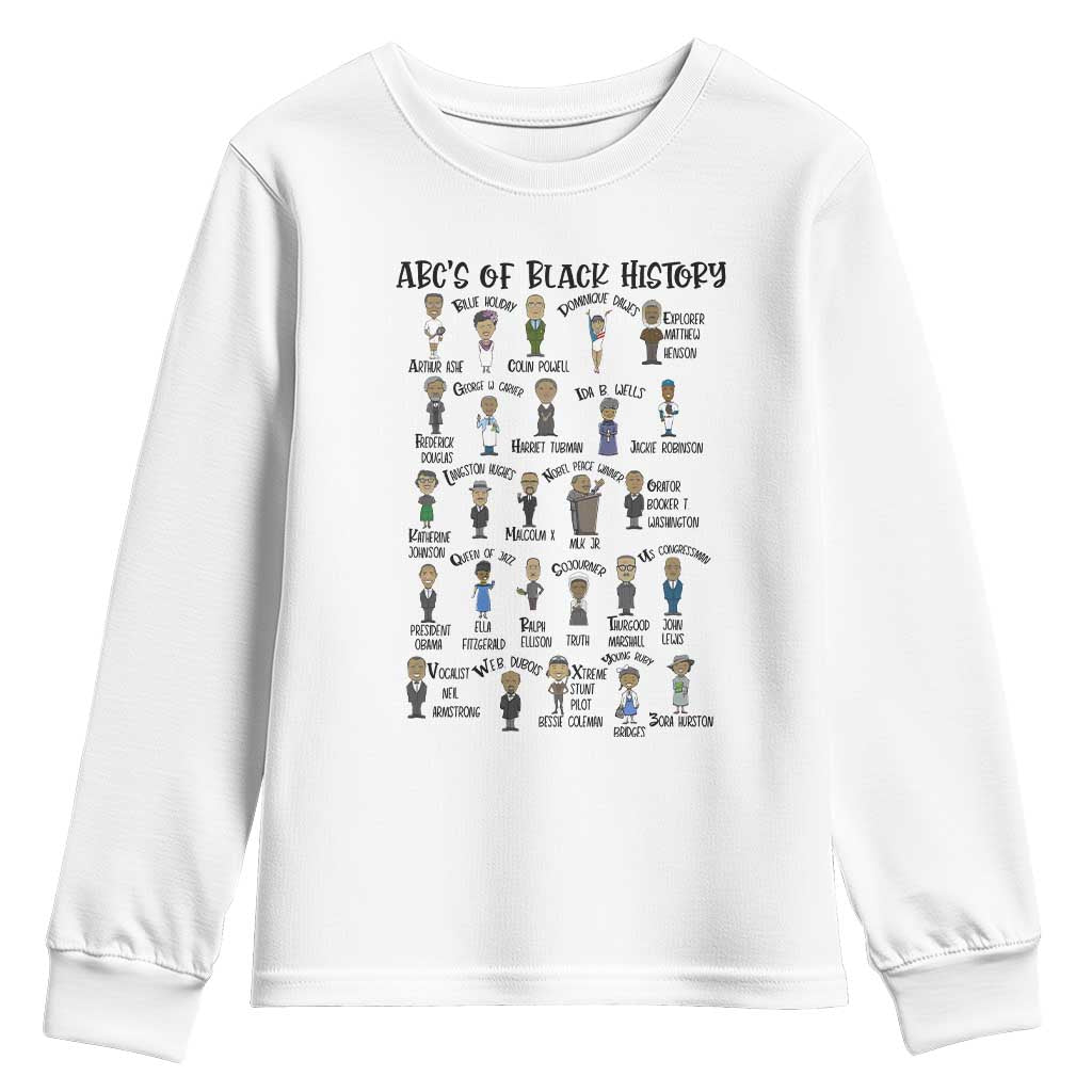 ABCs of Black History Month Youth Sweatshirt Black Excellence Pride TS02 White Print Your Wear