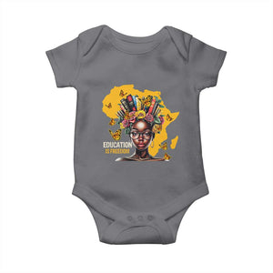 Education Is Freedom Baby Onesie Black Teacher Books Black History Month TS02 Charcoal Print Your Wear