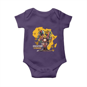 Education Is Freedom Baby Onesie Black Teacher Books Black History Month TS02 Purple Print Your Wear