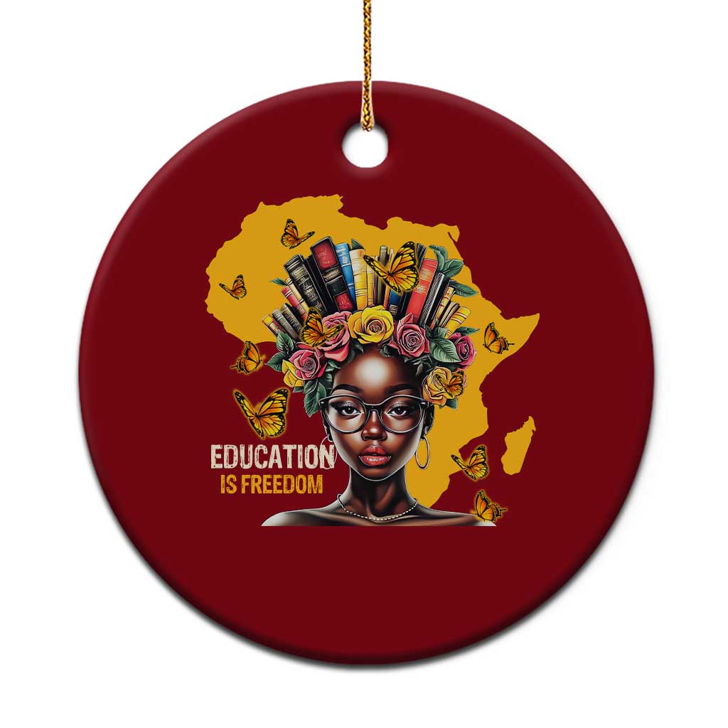 Education Is Freedom Ceramic Ornament Black Teacher Books Black History Month TS02 1pc Red Print Your Wear