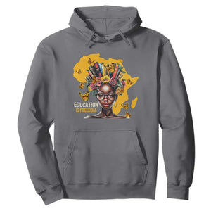 Education Is Freedom Hoodie Black Teacher Books Black History Month TS02 Charcoal Print Your Wear