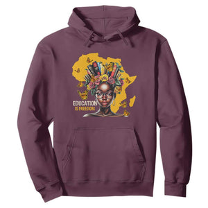 Education Is Freedom Hoodie Black Teacher Books Black History Month TS02 Maroon Print Your Wear