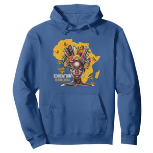 Education Is Freedom Hoodie Black Teacher Books Black History Month TS02 Royal Blue Print Your Wear