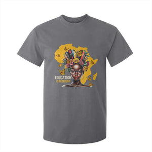 Education Is Freedom T Shirt For Kid Black Teacher Books Black History Month TS02 Charcoal Print Your Wear