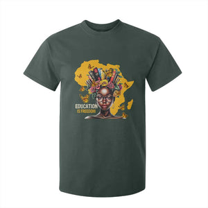 Education Is Freedom T Shirt For Kid Black Teacher Books Black History Month TS02 Dark Forest Green Print Your Wear