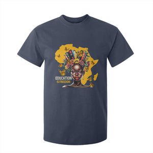Education Is Freedom T Shirt For Kid Black Teacher Books Black History Month TS02 Navy Print Your Wear