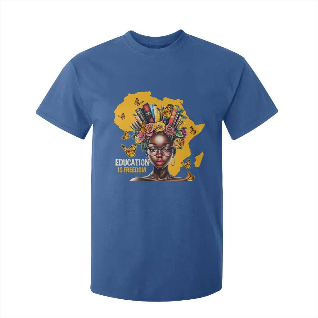 Education Is Freedom T Shirt For Kid Black Teacher Books Black History Month TS02 Royal Blue Print Your Wear