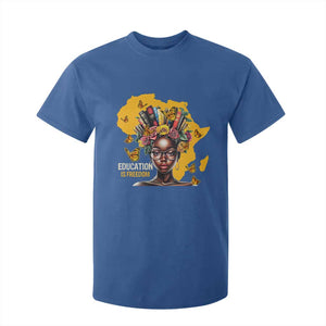 Education Is Freedom T Shirt For Kid Black Teacher Books Black History Month TS02 Royal Blue Print Your Wear