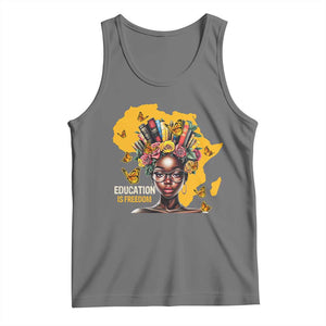 Education Is Freedom Tank Top Black Teacher Books Black History Month TS02 Black Heather Print Your Wear