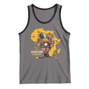 Education Is Freedom Tank Top Black Teacher Books Black History Month TS02 Deep Heather Black Print Your Wear
