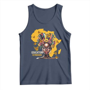 Education Is Freedom Tank Top Black Teacher Books Black History Month TS02 Navy Print Your Wear