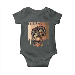 Black Teacher Magic Baby Onesie Black History Month Afro Hair Melanin TS02 Dark Heather Print Your Wear