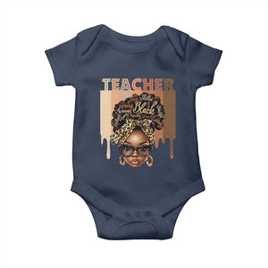 Black Teacher Magic Baby Onesie Black History Month Afro Hair Melanin TS02 Navy Print Your Wear