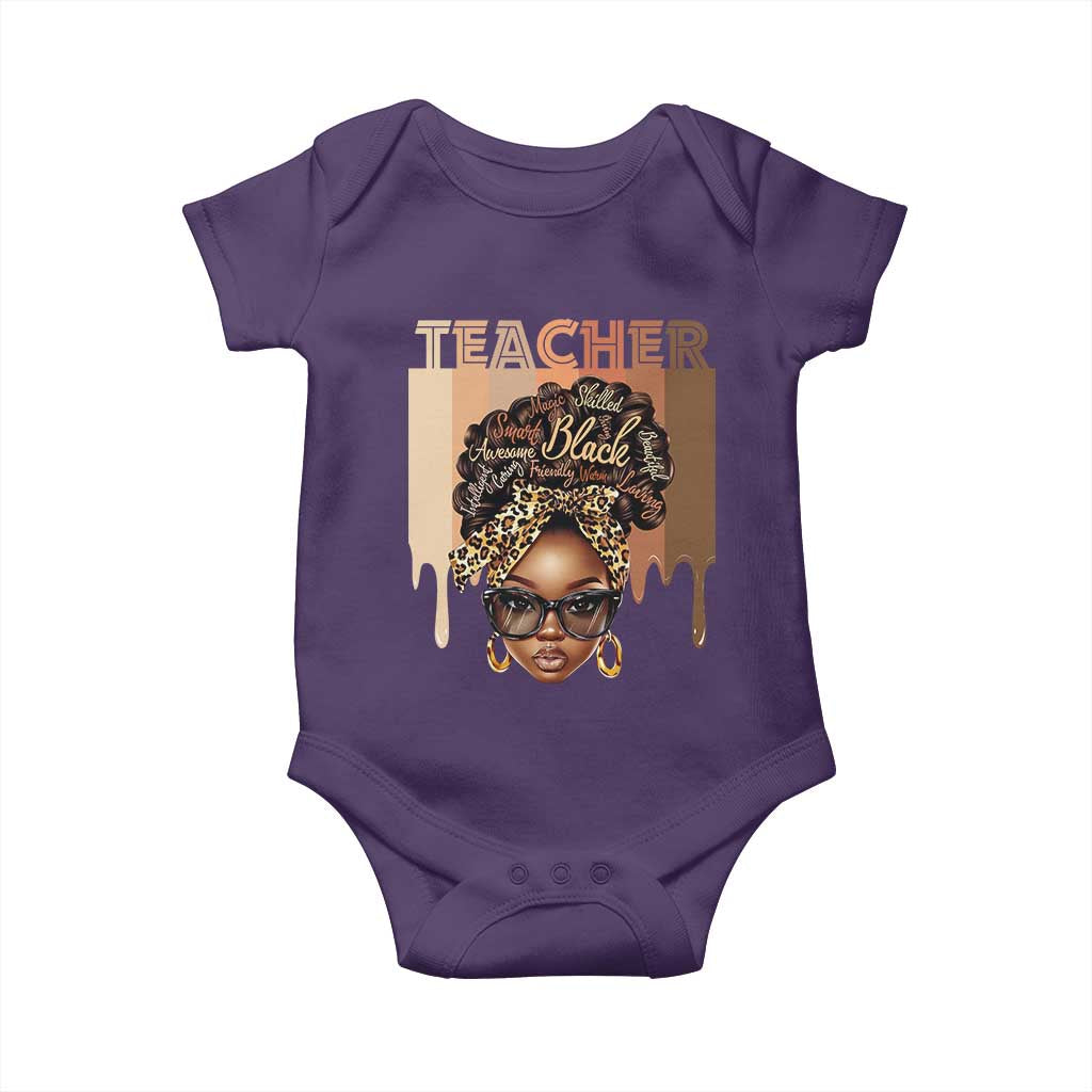 Black Teacher Magic Baby Onesie Black History Month Afro Hair Melanin TS02 Purple Print Your Wear