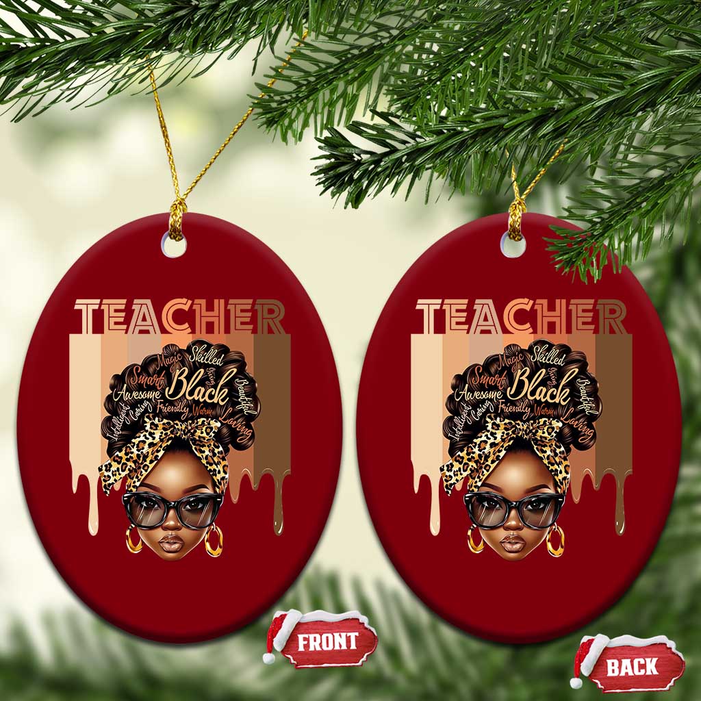 Black Teacher Magic Ceramic Ornament Black History Month Afro Hair Melanin TS02 Print Your Wear