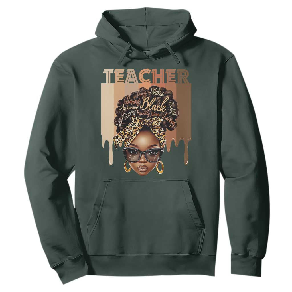 Black Teacher Magic Hoodie Black History Month Afro Hair Melanin TS02 Dark Forest Green Print Your Wear