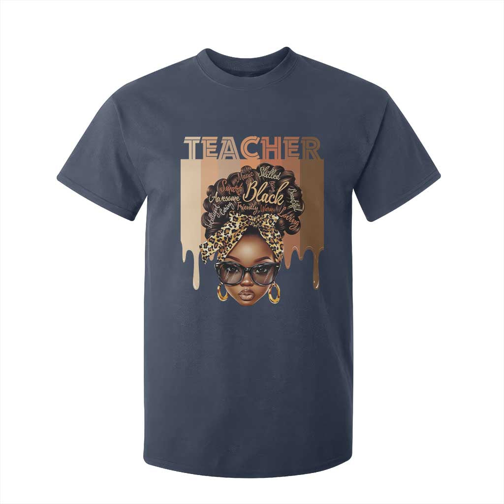Black Teacher Magic T Shirt For Kid Black History Month Afro Hair Melanin TS02 Navy Print Your Wear