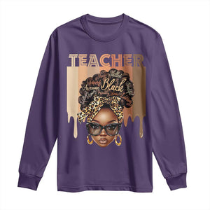 Black Teacher Magic Long Sleeve Shirt Black History Month Afro Hair Melanin TS02 Purple Print Your Wear