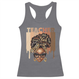 Black Teacher Magic Racerback Tank Top Black History Month Afro Hair Melanin TS02 Charcoal Print Your Wear