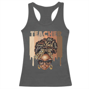 Black Teacher Magic Racerback Tank Top Black History Month Afro Hair Melanin TS02 Dark Heather Print Your Wear