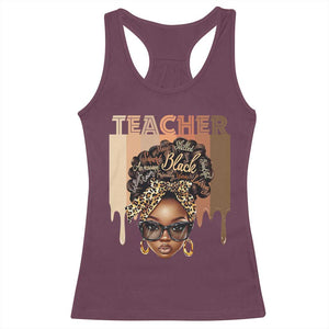 Black Teacher Magic Racerback Tank Top Black History Month Afro Hair Melanin TS02 Maroon Print Your Wear