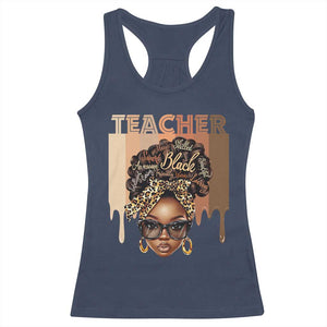 Black Teacher Magic Racerback Tank Top Black History Month Afro Hair Melanin TS02 Navy Print Your Wear