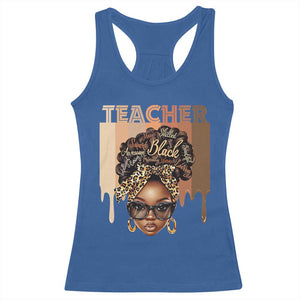 Black Teacher Magic Racerback Tank Top Black History Month Afro Hair Melanin TS02 Royal Blue Print Your Wear