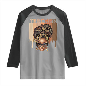 Black Teacher Magic Raglan Shirt Black History Month Afro Hair Melanin TS02 Sport Gray Black Print Your Wear