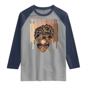 Black Teacher Magic Raglan Shirt Black History Month Afro Hair Melanin TS02 Sport Gray Navy Print Your Wear