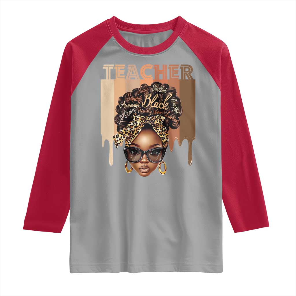 Black Teacher Magic Raglan Shirt Black History Month Afro Hair Melanin TS02 Sport Gray Red Print Your Wear