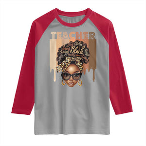 Black Teacher Magic Raglan Shirt Black History Month Afro Hair Melanin TS02 Sport Gray Red Print Your Wear