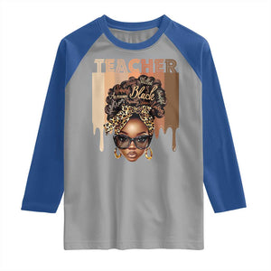 Black Teacher Magic Raglan Shirt Black History Month Afro Hair Melanin TS02 Sport Gray Royal Print Your Wear