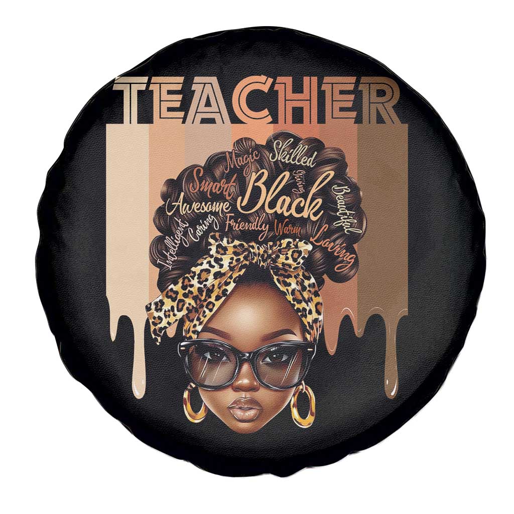 Black Teacher Magic Spare Tire Cover Black History Month Afro Hair Melanin TS02 Print Your Wear