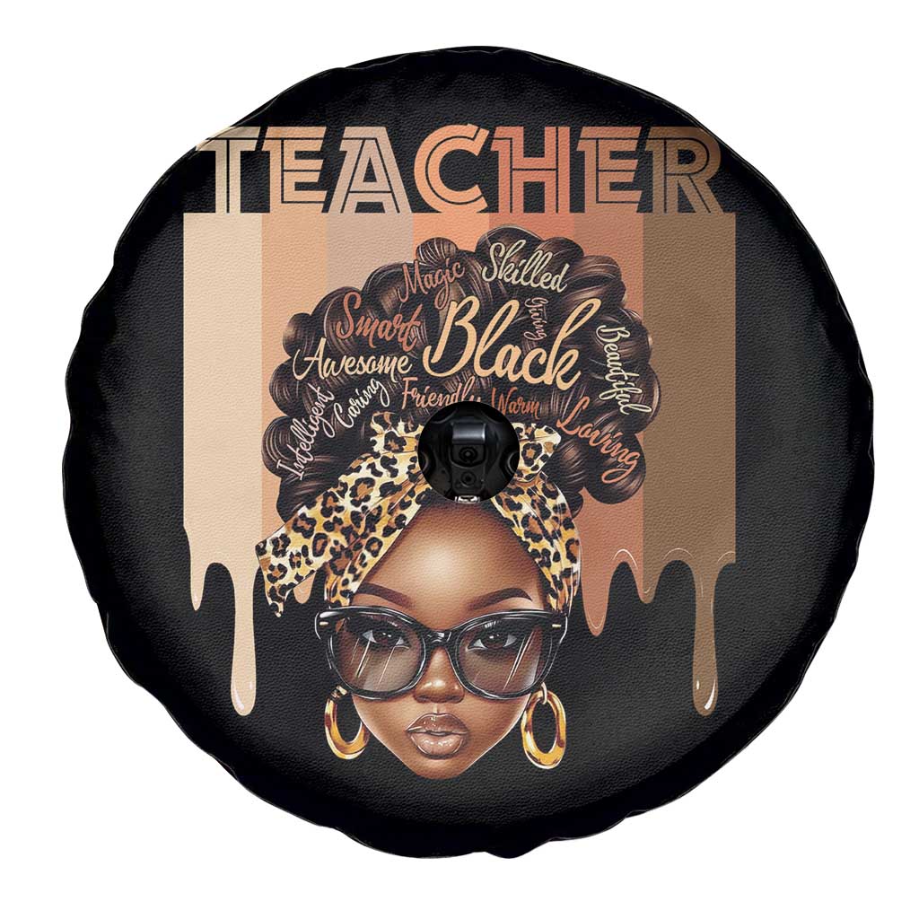Black Teacher Magic Spare Tire Cover Black History Month Afro Hair Melanin TS02 Print Your Wear