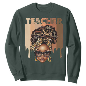 Black Teacher Magic Sweatshirt Black History Month Afro Hair Melanin TS02 Dark Forest Green Print Your Wear
