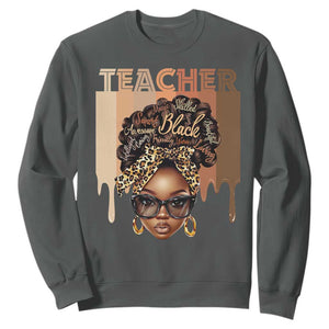 Black Teacher Magic Sweatshirt Black History Month Afro Hair Melanin TS02 Dark Heather Print Your Wear