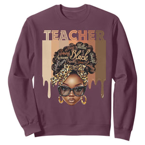 Black Teacher Magic Sweatshirt Black History Month Afro Hair Melanin TS02 Maroon Print Your Wear