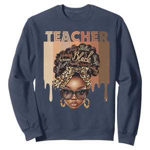Black Teacher Magic Sweatshirt Black History Month Afro Hair Melanin TS02 Navy Print Your Wear