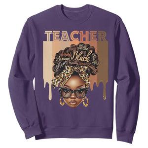 Black Teacher Magic Sweatshirt Black History Month Afro Hair Melanin TS02 Purple Print Your Wear