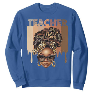 Black Teacher Magic Sweatshirt Black History Month Afro Hair Melanin TS02 Royal Blue Print Your Wear